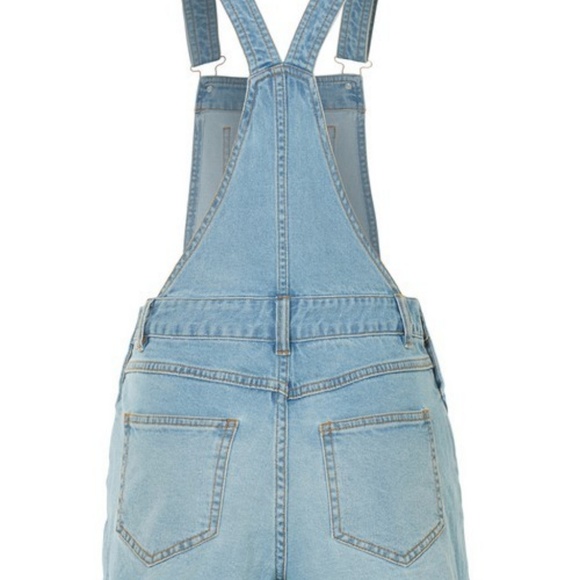 distressed Ripped Frayed hem denim overall shorts - Picture 4 of 8